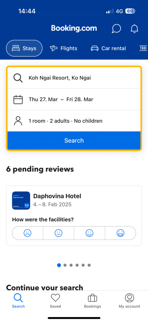 booking.com mobile app