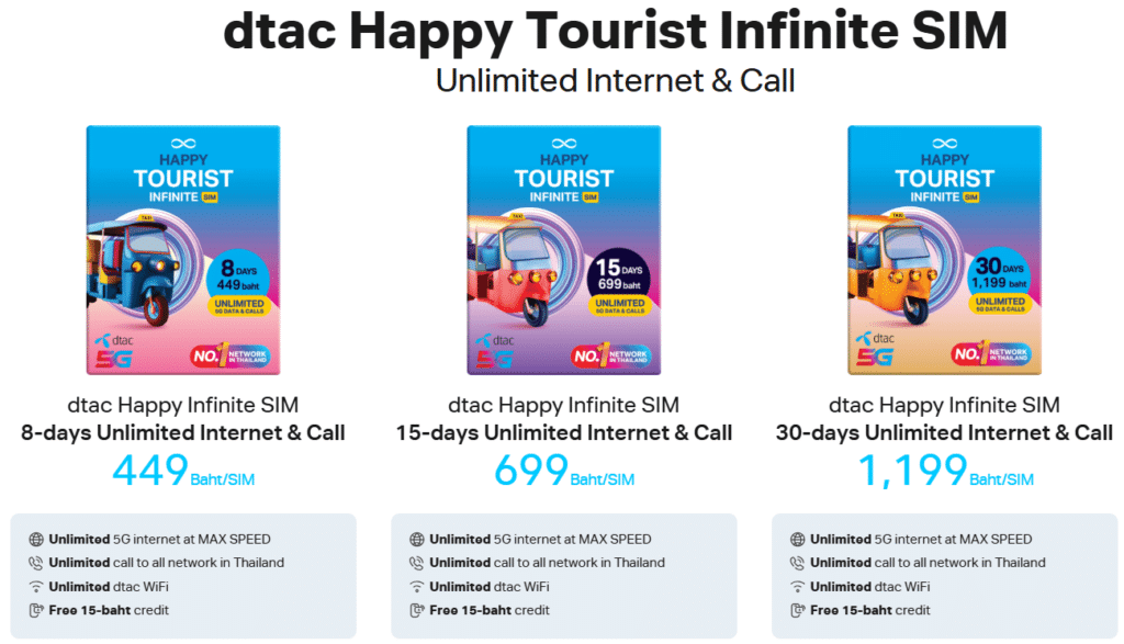 dtac happy tourist infinite sim