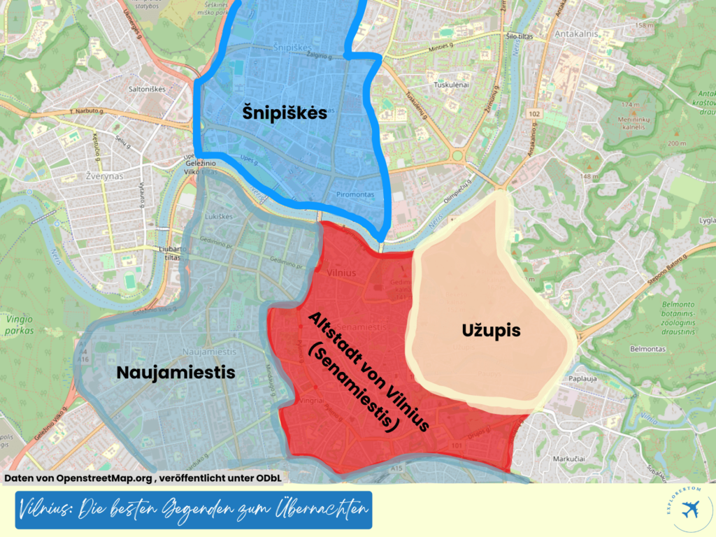 wo übernachten vilnius karte stadtviertel