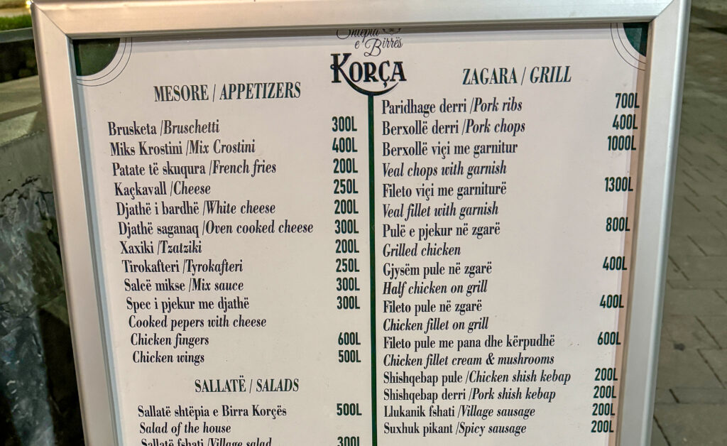 albanien essenspreise