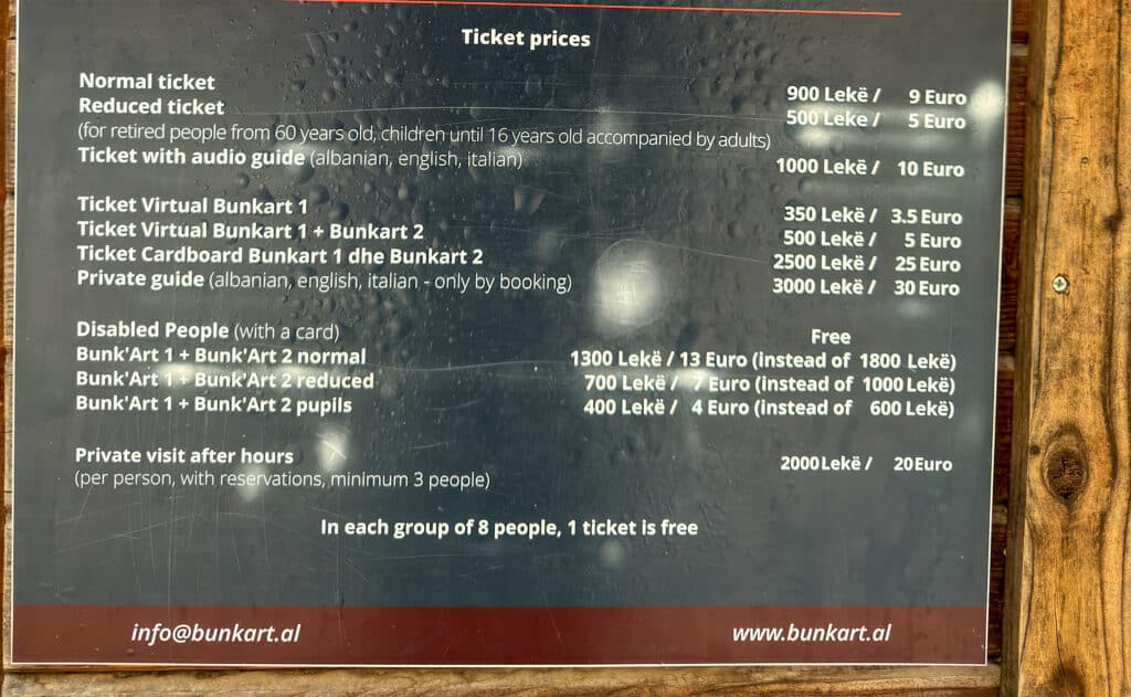 preise aktivitäten albanien