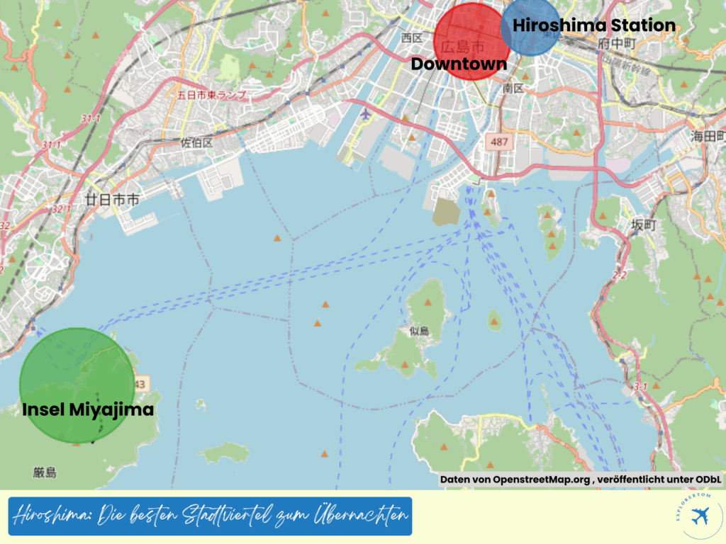 wo übernachten hiroshima karte