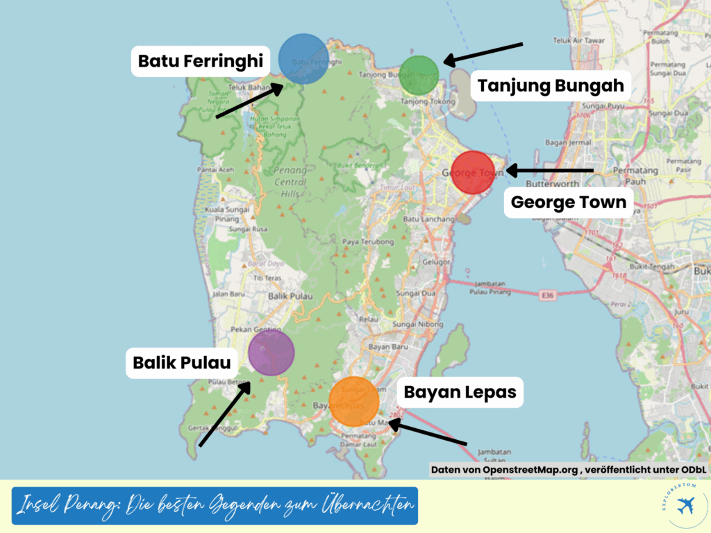wo übernachten penang karte